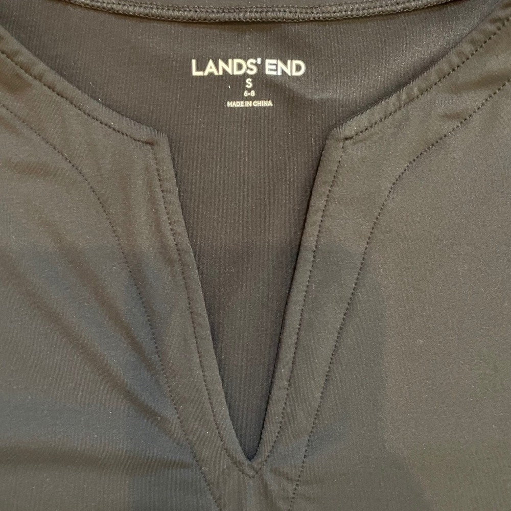 Lands End Swim Cover Up Dress Womens S 6-8 Black Nylon Laser Cut Eyelet Classic - Picture 9 of 15